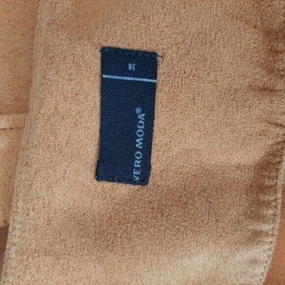 VERO MODA Faux Suede Open Front Light Jacket Tan Sz M - Picture 10 of 10